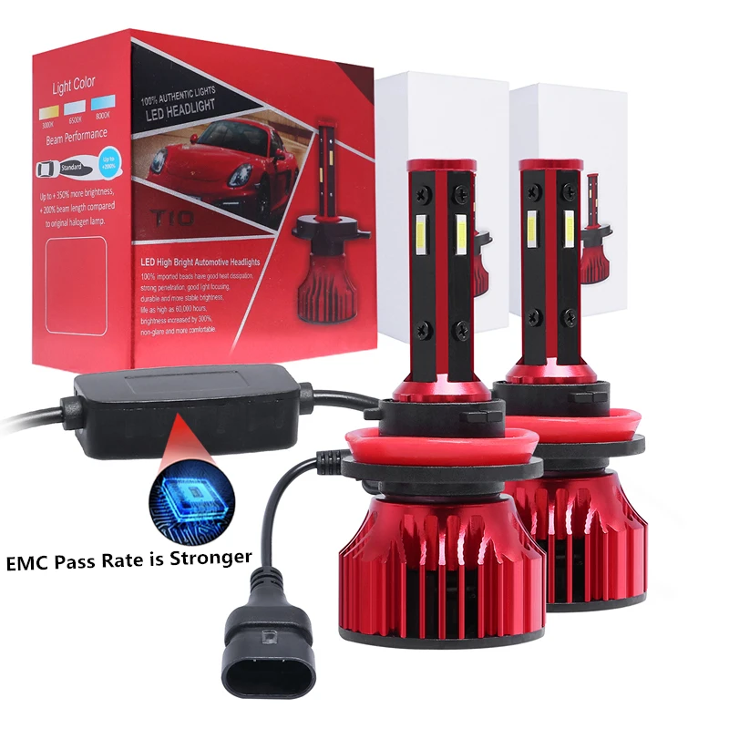 Комплект из 2 предметов 4 стороны H1 H4 H7 светодиодный фар H11 9005 HB3 9006 HB4 CSP