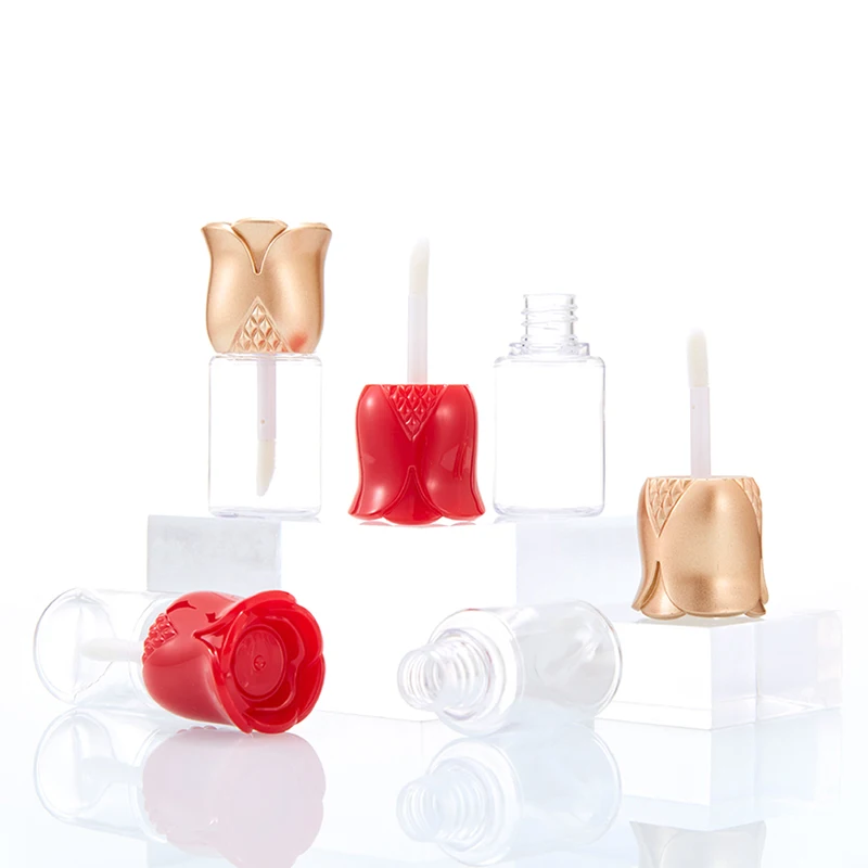 5 шт розовый цветок в форме крышки пустой блеск для губ трубки прозрачный Сделай