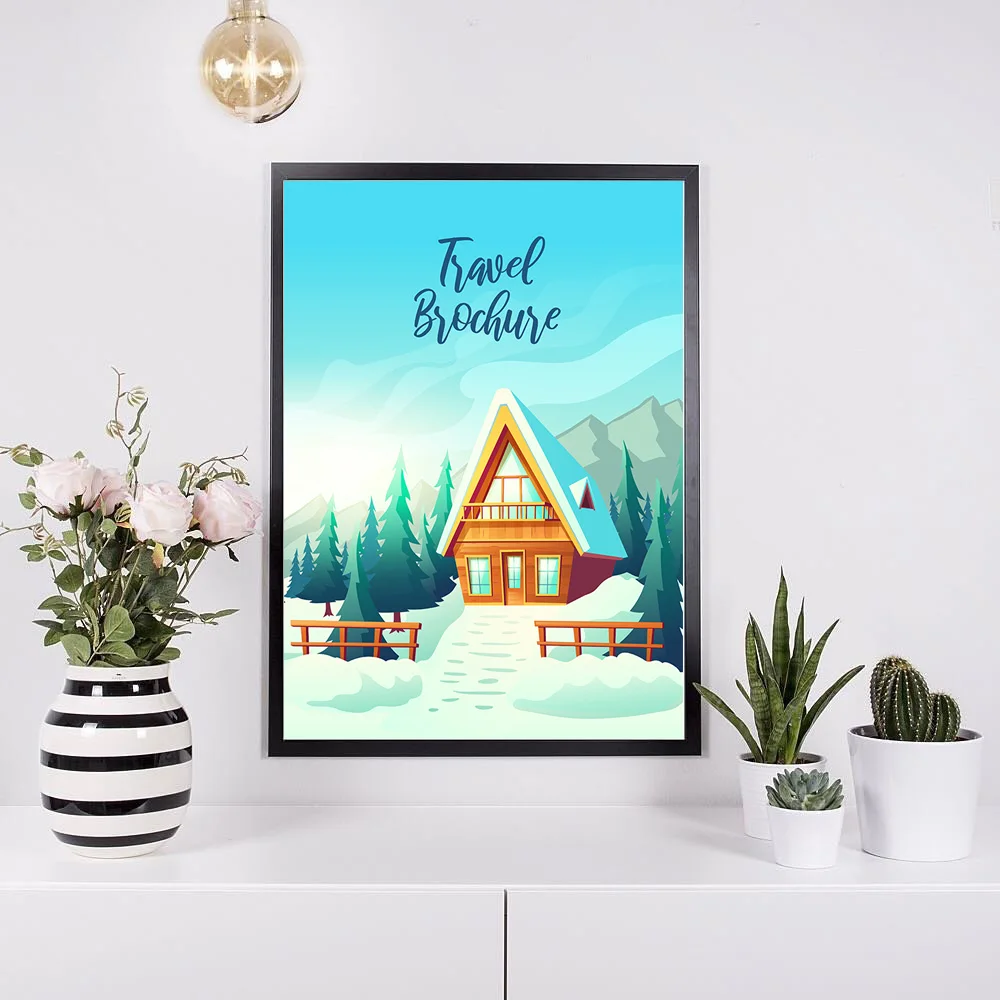 Девушка сани лыжный горный зимний Настенная картина с ландшафтом холст живопись