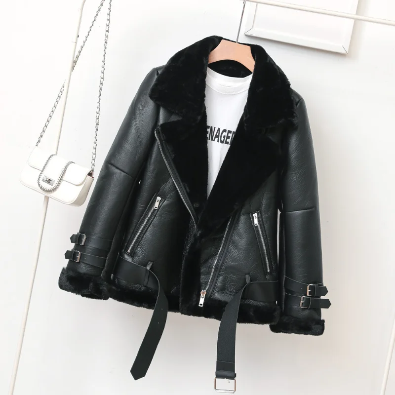 

Women Loose Pu Leather Jacket Female Black Soft Faux Leather Jackets Street Moto Biker Leather Coat Ladies Casual Outerwear A115