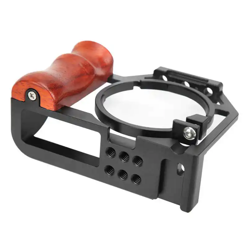 Дешево Держатель для камеры YELANGU для фотосъемки Sony, клетка с деревянной ручкой, крепление с отверстием для установки холодного башмака, микрофон, з...