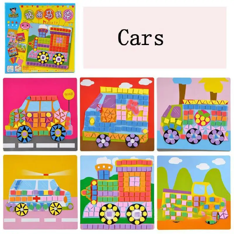 Детские наклейки художественные головоломки животные/автомобили Обучающие