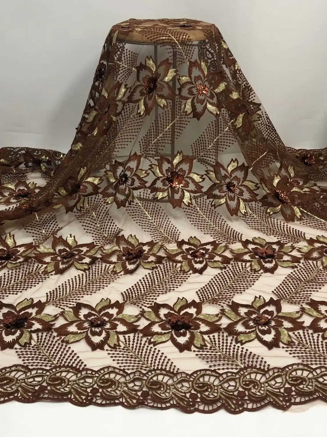 Новый модный небесно-голубой блесток Франция Тюль Кружева Ткань Высокое