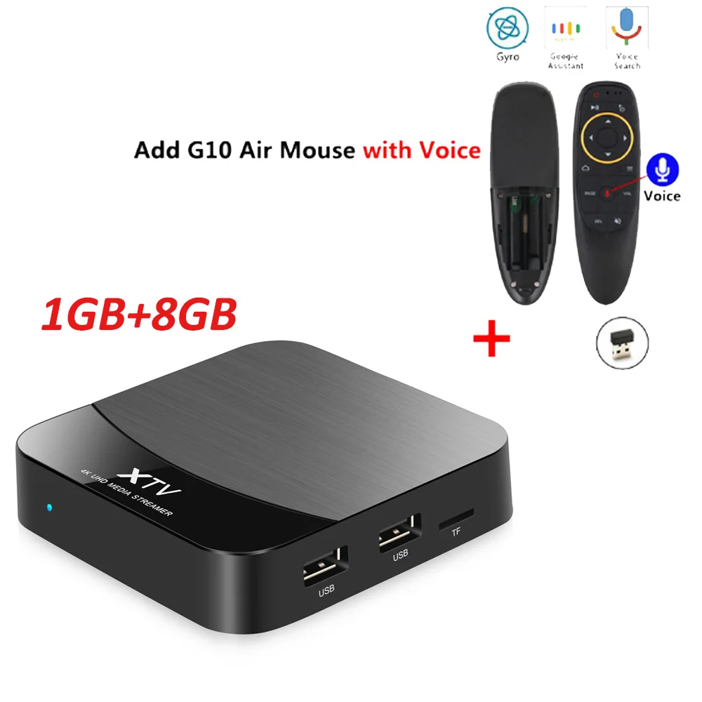 ТВ-приставка MEELO+ X Smart tv, Android 7,1, Amlogic S905X, 1 ГБ, 8 ГБ ОЗУ, встроенный 2,4G, 5G, WiFi, 10 м/100 м, LAN, 4 K, HD, Netflix, Youtube, ТВ-приставка - Цвет: 1GB 8GB add G10