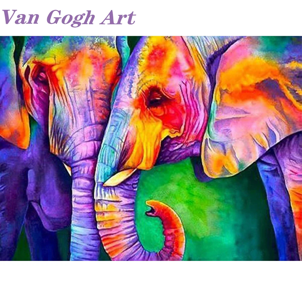 

5D DIY Diamond Painting Full Square/Round Drill "Color Elephant" Diamond Embroidery Cross Stitch Mosaic Picture Home Decor Gift