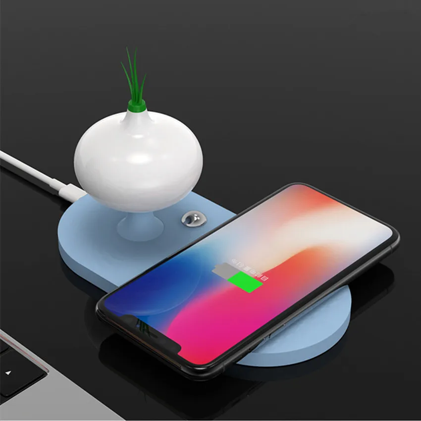 Синий Беспроводное зарядное устройство ночной Светильник для iPhone 11Pro Qi быстрое индукционное зарядное устройство лампа без провода для samsung Galaxy Note 9 10 Xiaomi Mi - Цвет: Синий