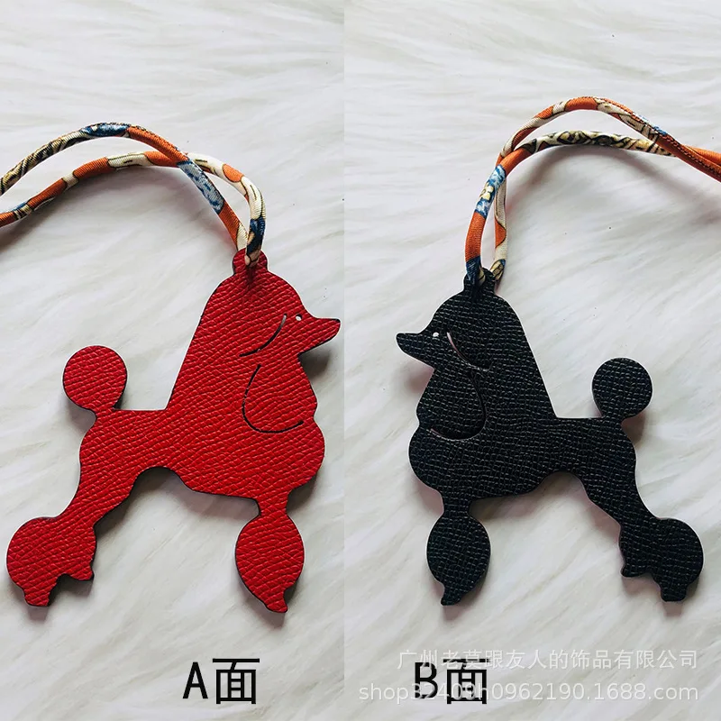 

Bag Pendant Cowhide Cute Puppy Double-Sided Pendant Leather Car Hang Key Ring Kelly Bag Pendant Creative Backpack Pendant Lady