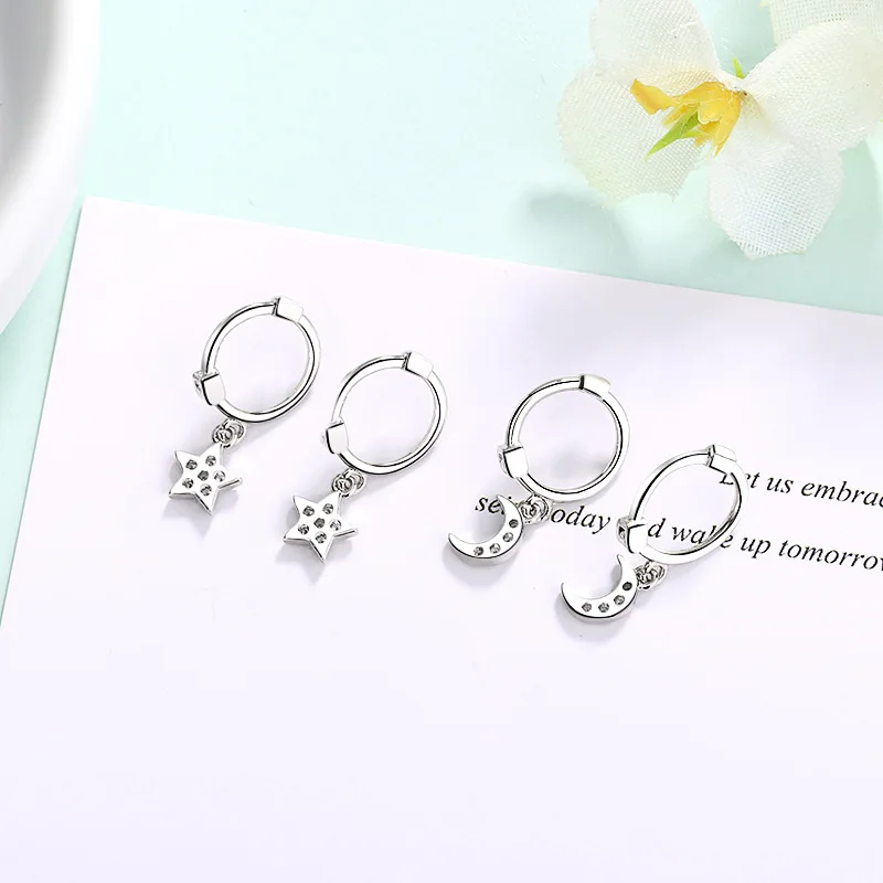 Серьги гвоздики женские с кристаллами и Луной|Серьги-гвоздики| |