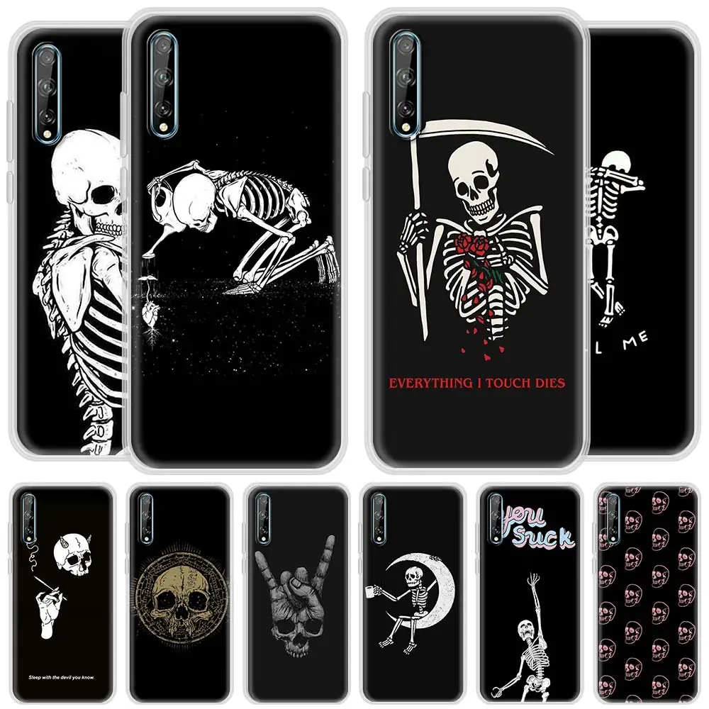 

Black Skull Soft Case Fundas For Huawei Y6 Y7 Y9 2019 Y9a Y9 Prime Y9s Y8s Y8p Y7p Y6p Y5p Y6s Silicone Phone Cover