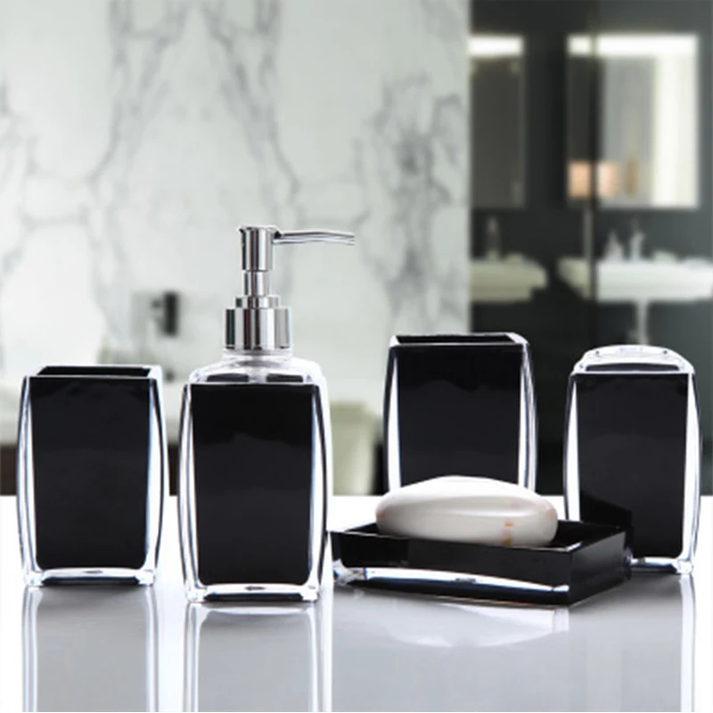 

5 pc European Bathroom Supplies Resin Soap Dish Hand Sanitizer Bottle Set Simple Toothbrush cup Toiletries New Wedding Products