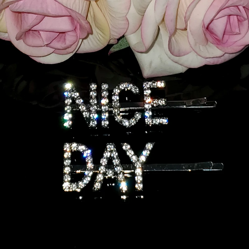 

Новое поступление, оригинальные заколки для волос с надписью «NICE DAY», заколки для волос с надписью, уникальный подарок, доступны 2 шт./компл. П...