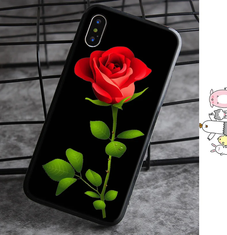 Для iphone 7 PLUS/6/6S/8 Plus силиконовый чехол черного цвета в винтажном стиле с красной