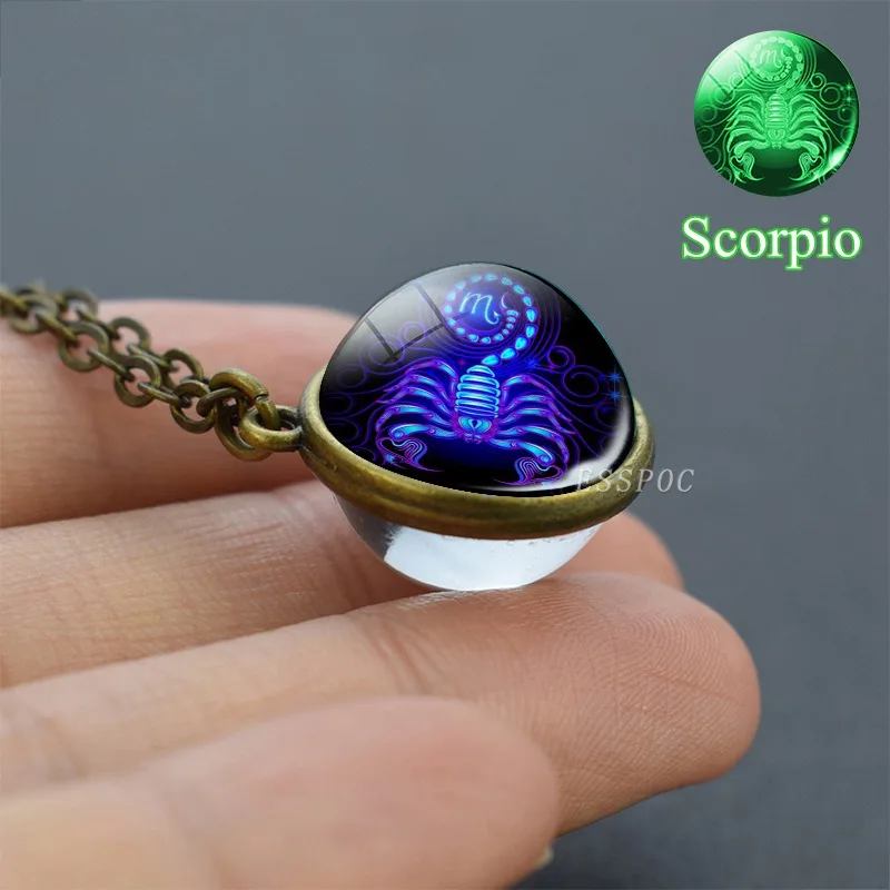 Светящаяся в темноте цепочка на свитер с 12 созвездиями стеклянный шар Подвеска