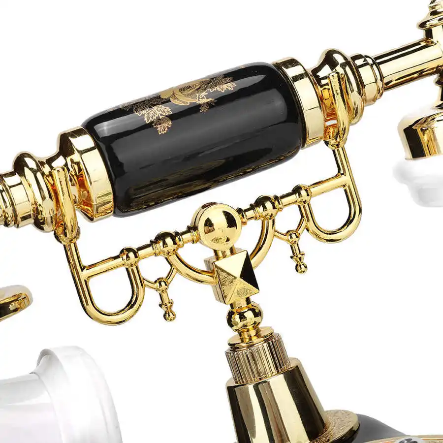 Стационарный телефон искусственная керамика черный золотой цветочный узор