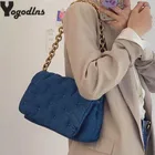 Дизайнерские сумки с толстой цепочкой, женская сумка 2022, роскошная синяя джинсовая сумка-мессенджер в стиле ретро, женская сумка через плечо, клатч, кошельки