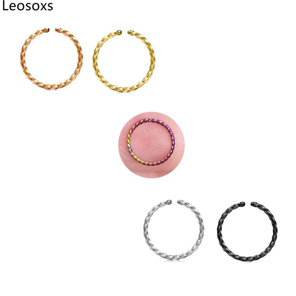 

Leosoxs 1pcs Stainless Steel Round Threaded Nose Ring New Piercing Fashion Jewelry Nose Ring