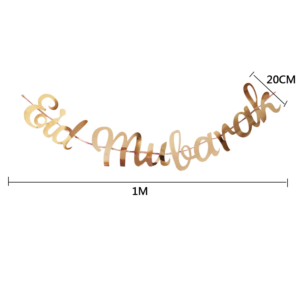 

EID Mubarak Ramadan Gold Glitter Banner Bunting Conjoined Gold Sequins Kareem Muslim Festival Golden Banner Bunting Decoration