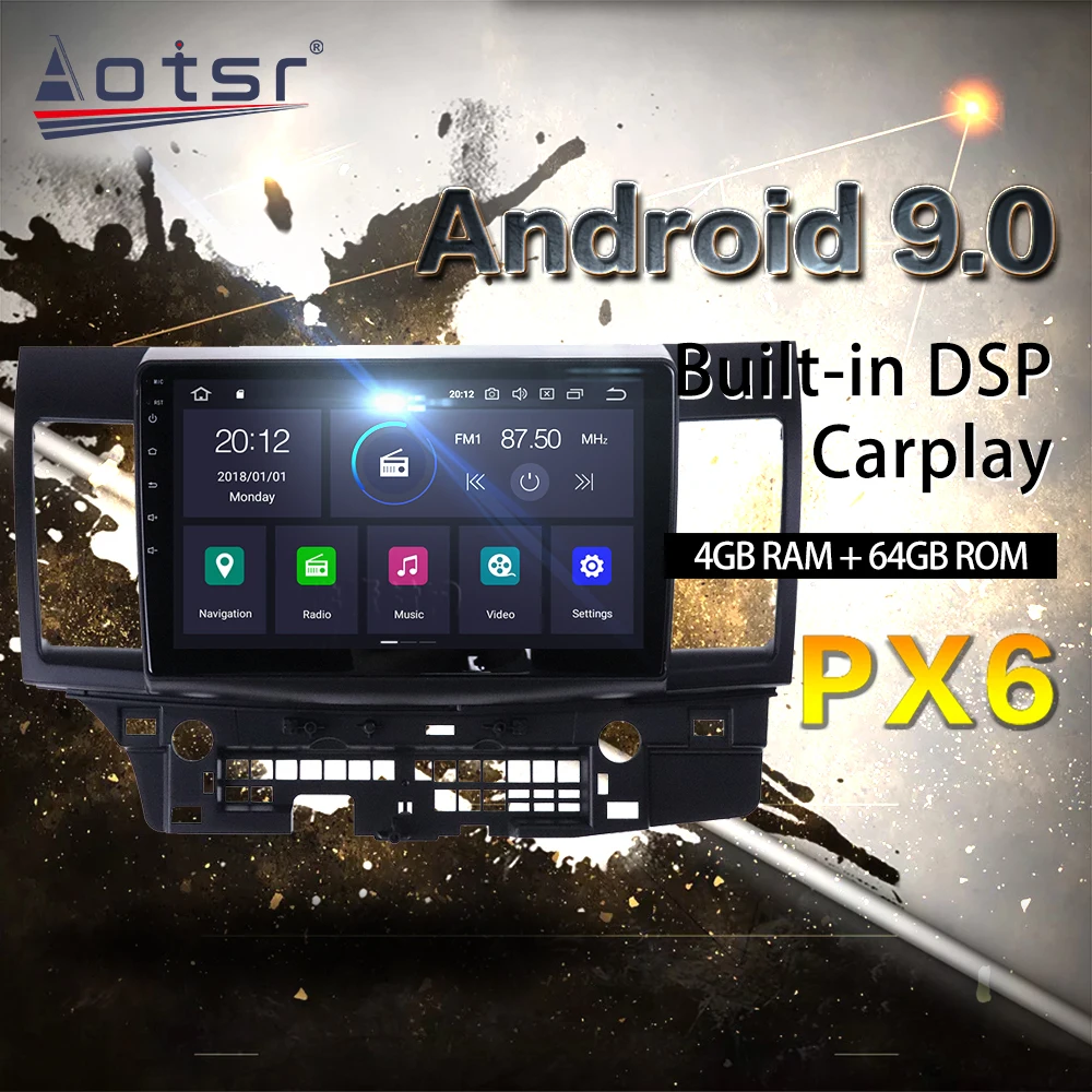 Магнитола для Mitsubishi Lancer Android 2007 2015 Автомобильный мультимедийный плеер стерео PX6
