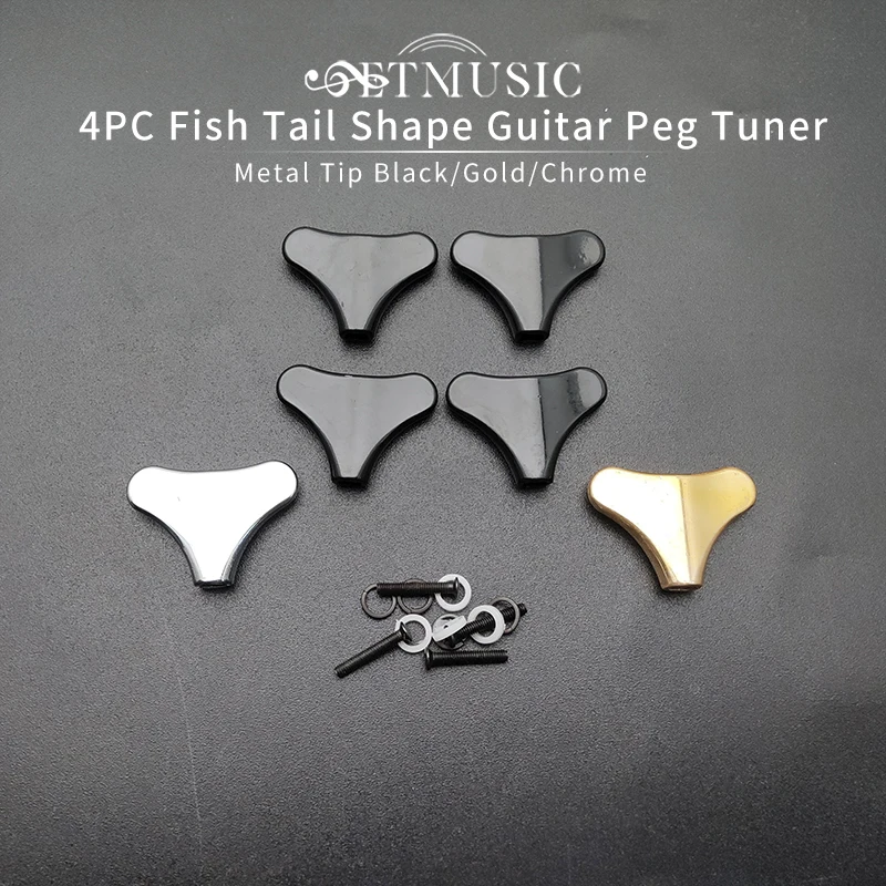 

4Pcs Metal Fish Tail Tuning Pegs keys Tuners Machine Heads replacement Buttons knobs Handle Black/Gold/Chrome