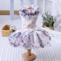 luxury pet dog clothes fashion handmade embroidered flower lace bow wedding dresses for small medium dog lovely puppy dog coats