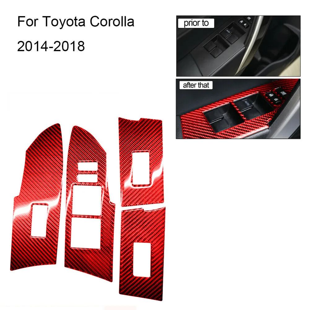 

Red Carbon Fiber Window Switch Panel Cover Trim For Toyota Corolla 2014-2018 Decorative Stickers