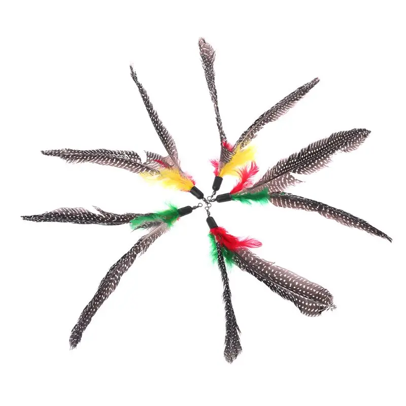 5PCS Handmade Natural Feather Cat Toy Da Bird Refills Interactive Teaser Sticks | Дом и сад