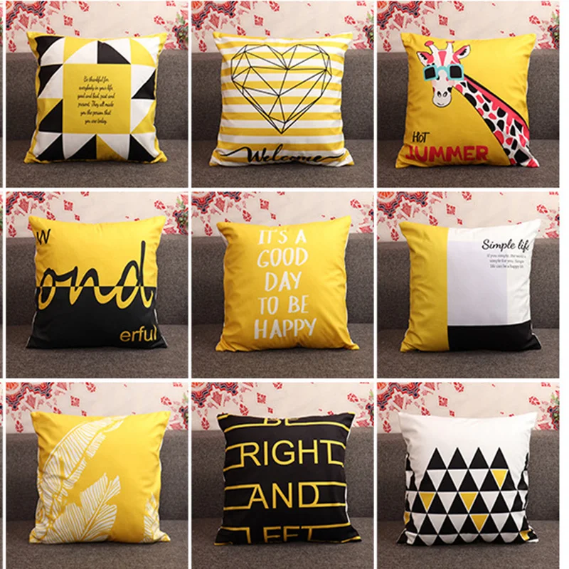 Наволочки для диванных подушек чехлы на подушки дома 45 х45 желтый цвет наволочка