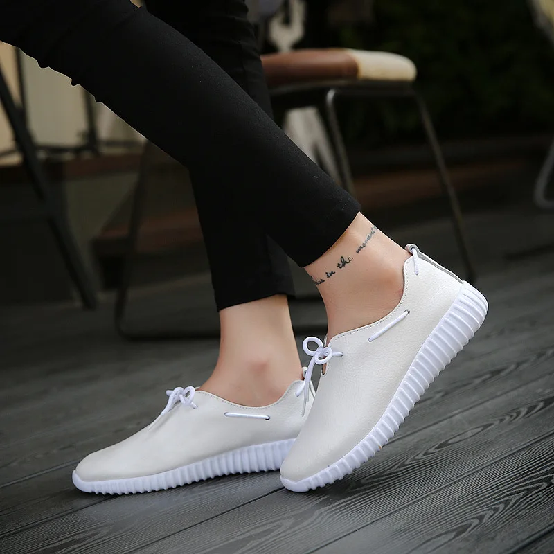 

Women sneakers flats shoes genuine leather lace up round toe moccains shoes women loafers boat shoes ladies creepers