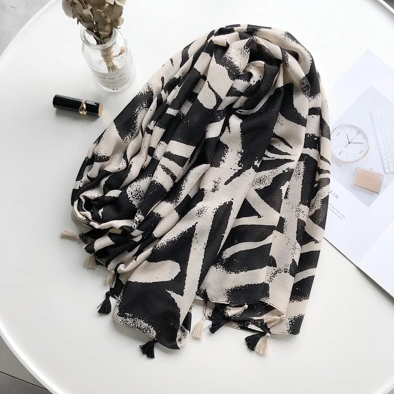 Роскошный чехол с принтом хиджаб шарф бахромой в винтажном стиле Женские