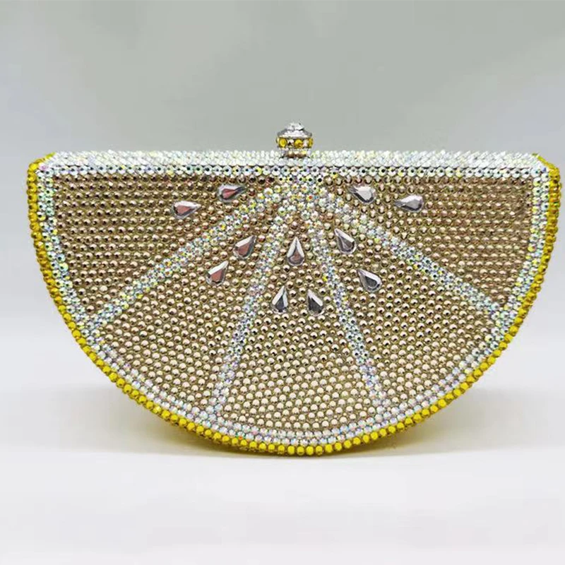 Watermelon Slice Women Crystal Clutch Evening Minaudiere Bags Party Cocktail Lades Diamond Purses and Handbags