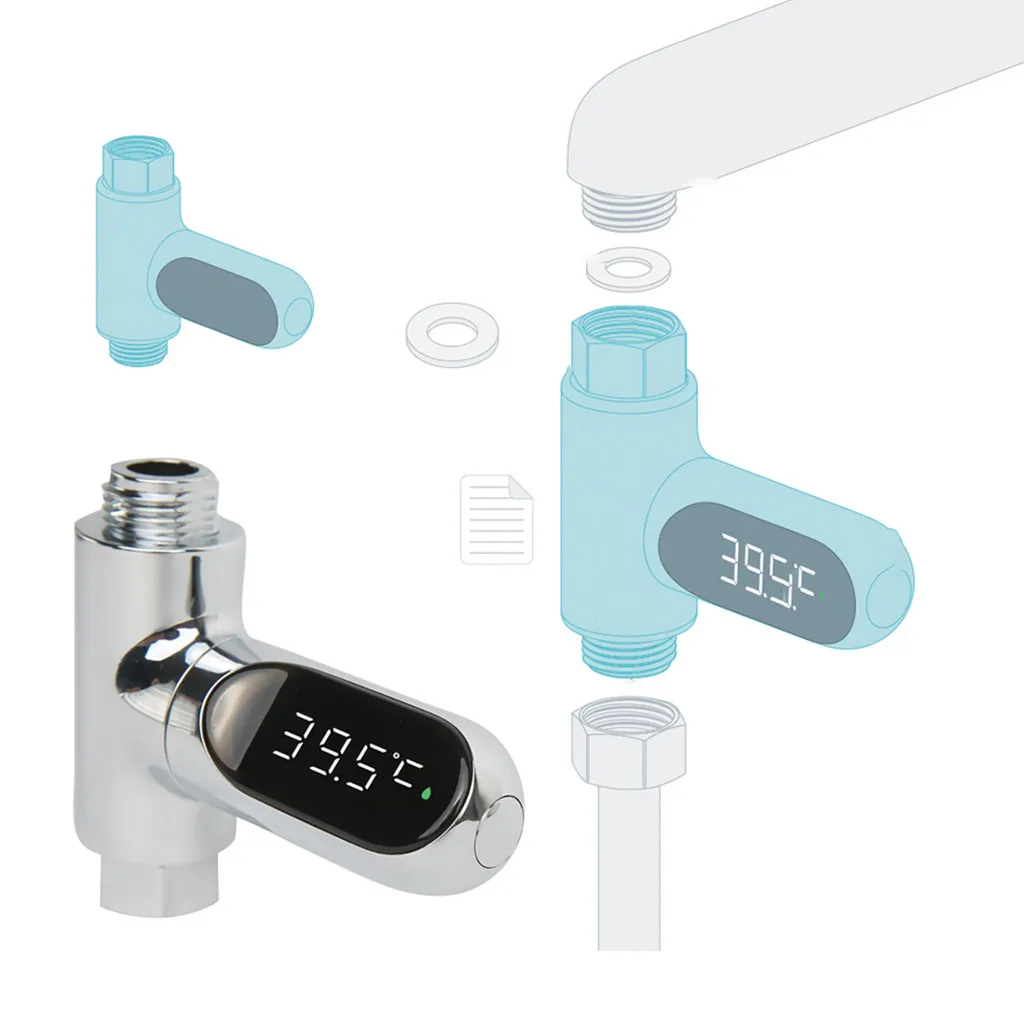 Вращающийся на 360 ° светодиодный цифровой дисплей температуры для душа ванной