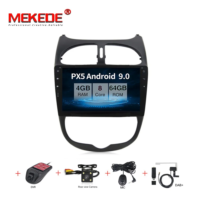 MEKEDE HD 1024X600 1 din 9 дюймов 4 ядра Android 9,0 автомобильный dvd-плеер для peugeot 206 авто gps навигация радио мультимедиа BT wifi