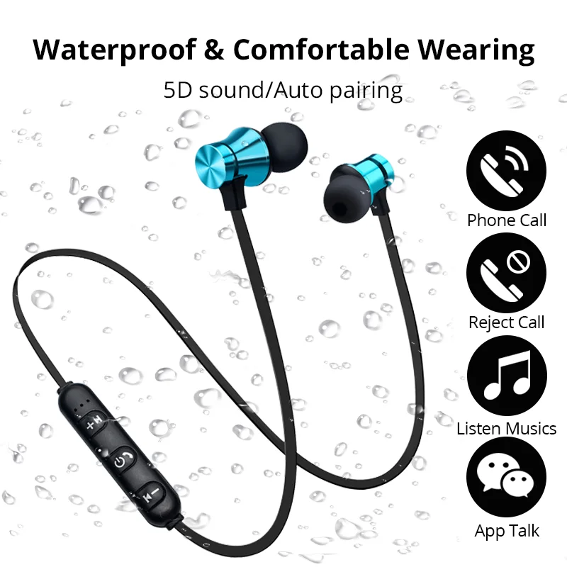 Беспроводные наушники Bluetooth гарнитура магнитные водонепроницаемые спортивные с