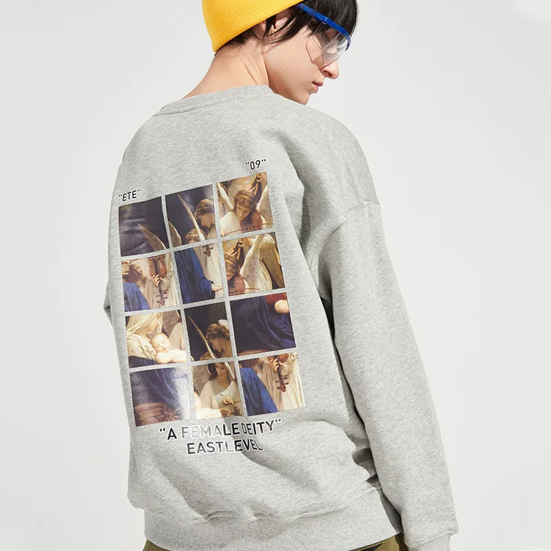 12 дворцов с принтом Crewneck розовый длинный рукав Толстовка повседневные толстовки