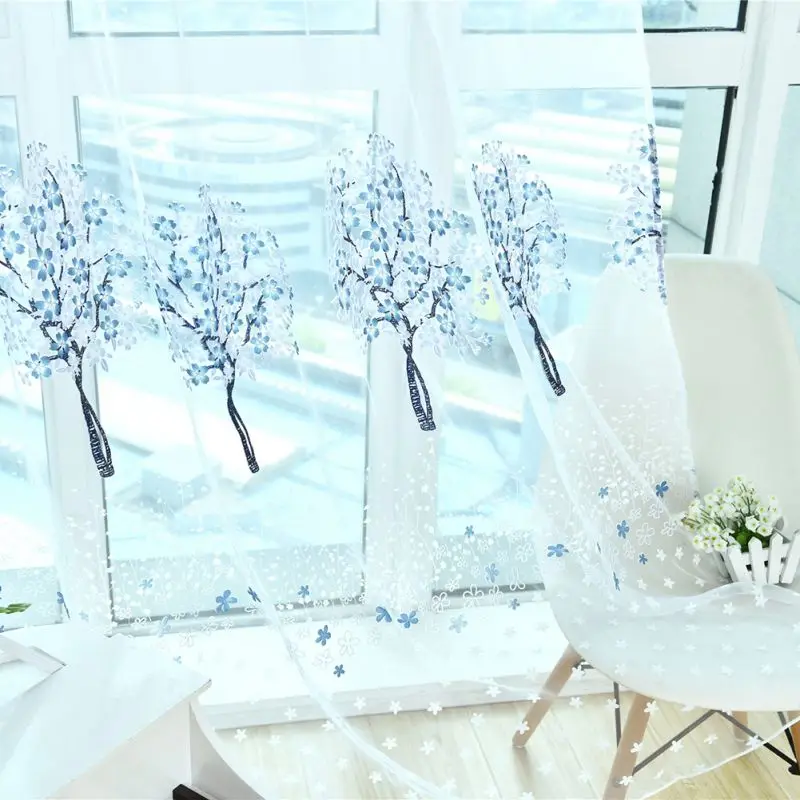 Тюлевые шторы на окна в гостиной спальне с пасторальным цветочным принтом 5