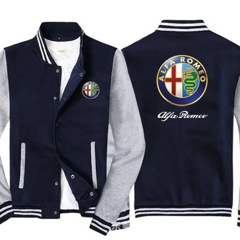 

NEW Fashion Men Baseball Jacket for Alfa Romeo Logo Sportswear Casual Sweatshirt Hip Hop Harajuku Unisex Uniform 3 colors Cotton