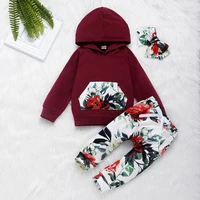 girls clothes sweet print hooded sports jacket pants send hair band 0 2 years beibei fashion high quality childrens clothing