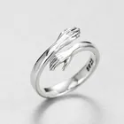 Креативное кольцо серебряного цвета с любовными объятиями, женское открытое, для влюбленных, ювелирные кольца подарочные