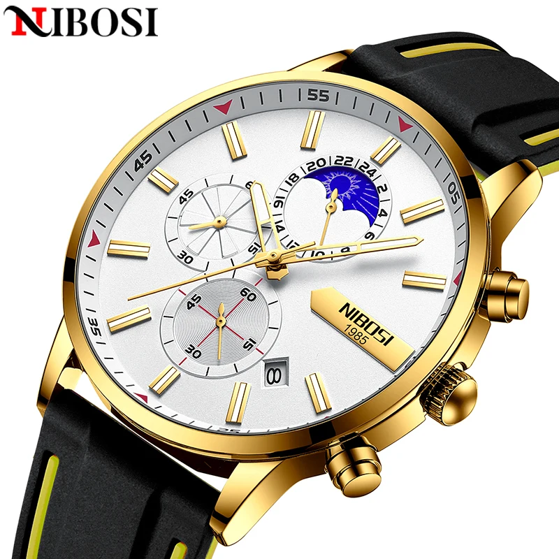 

Часы мужские кварцевые с хронографом, водонепроницаемые, 3 АТМ, с кожаным ремешком