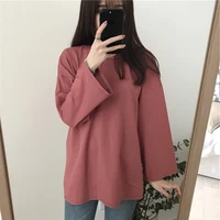 kpop korean style clothes long sleeve t shirt women spring autumn loose white black tops tshirt mujer camisetas ropa femme top