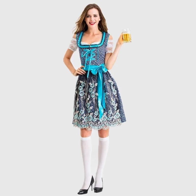Bavхэллоуин Bavarian карнавал вечерние Дамы Девушка с пивом Официантка Костюм Германия пиво oktoberfest девушка Dirndl нарядное платье