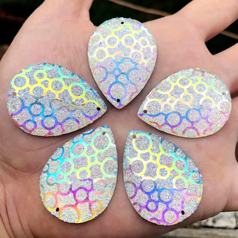 Белые стразы из смолы с плоским основанием 30*40 мм искусственные и кристаллы