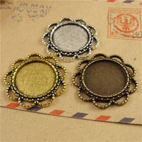 50pcslot antique bronze classic lace flower round cabochon base 18mm inner size cameo setting jewelry findings