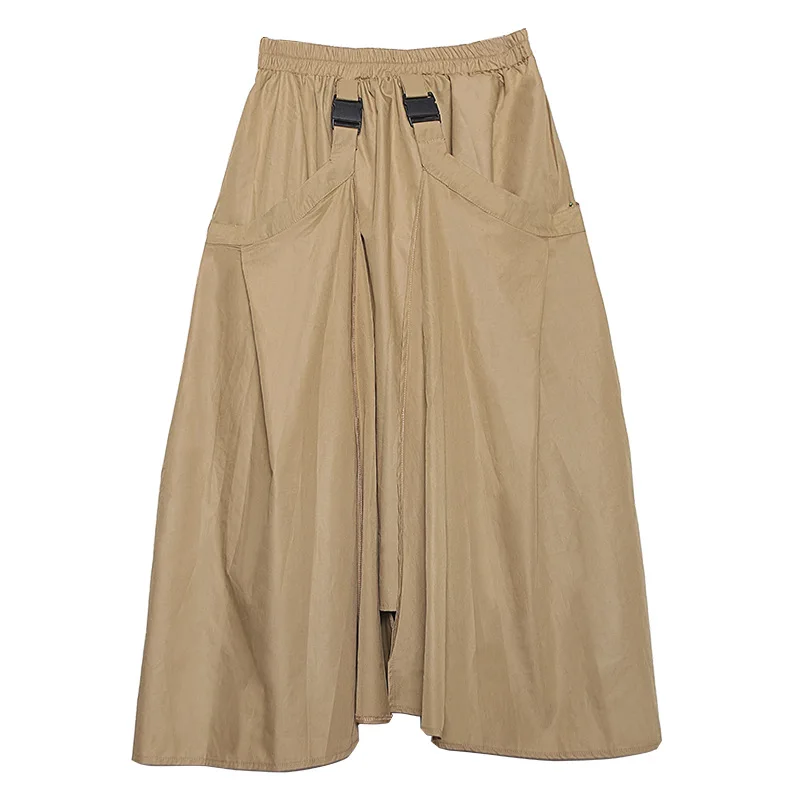 Готическая Черная длинная юбка Женская средней длины с высокой талией весенне