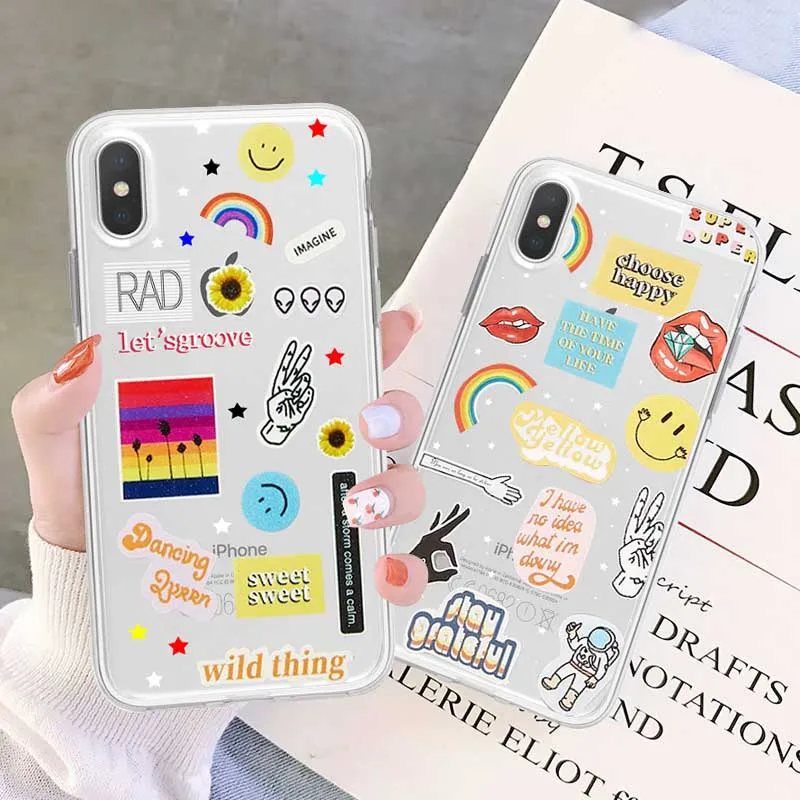 Роскошный смешанный пляжный прозрачный чехол для iPhone 8 7 Plus X XS Max XR 6 S 5 SE Clear Smile & Mouth