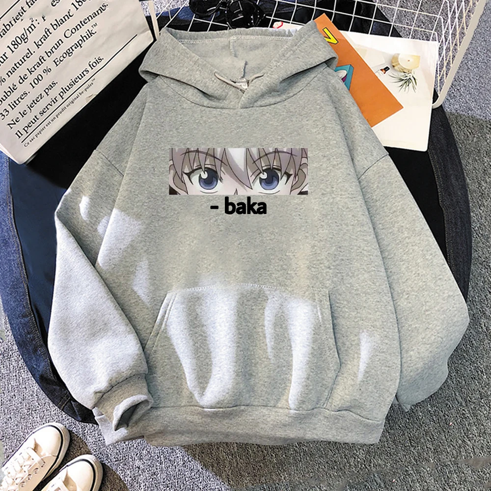 Толстовка унисекс с капюшоном японское аниме Hunter x Killua BAKA милый мультяшный стиль