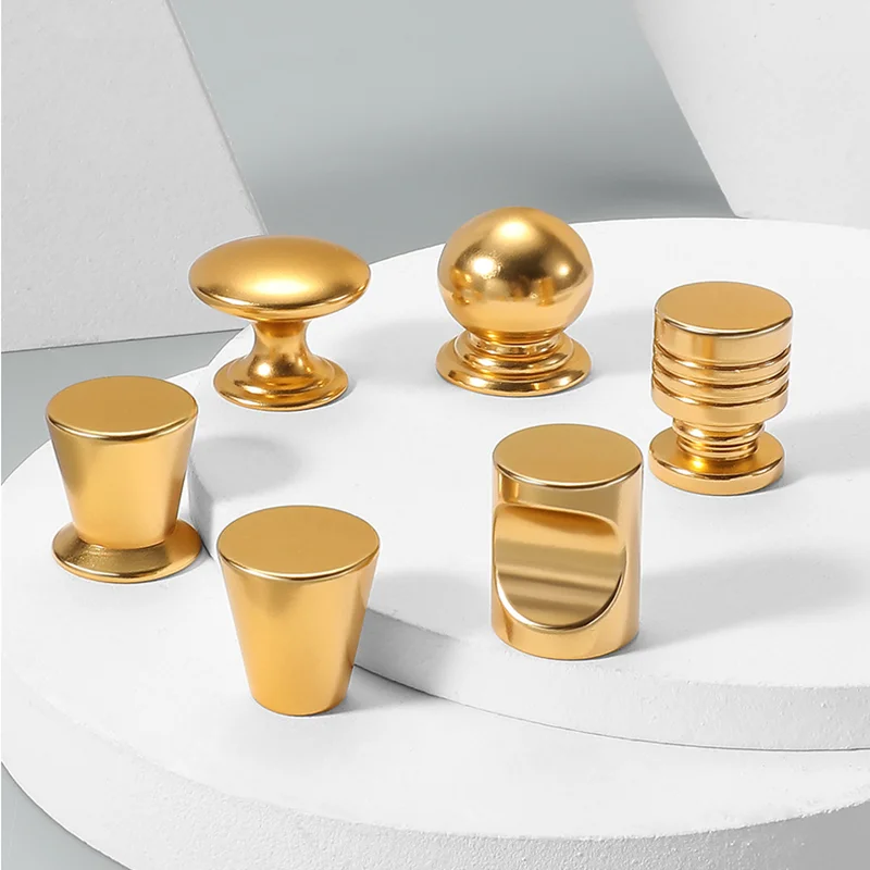 

Light luxury round single hole aluminum alloy handle cabinet drawer solid knobs handles dresser cupboard Pulls