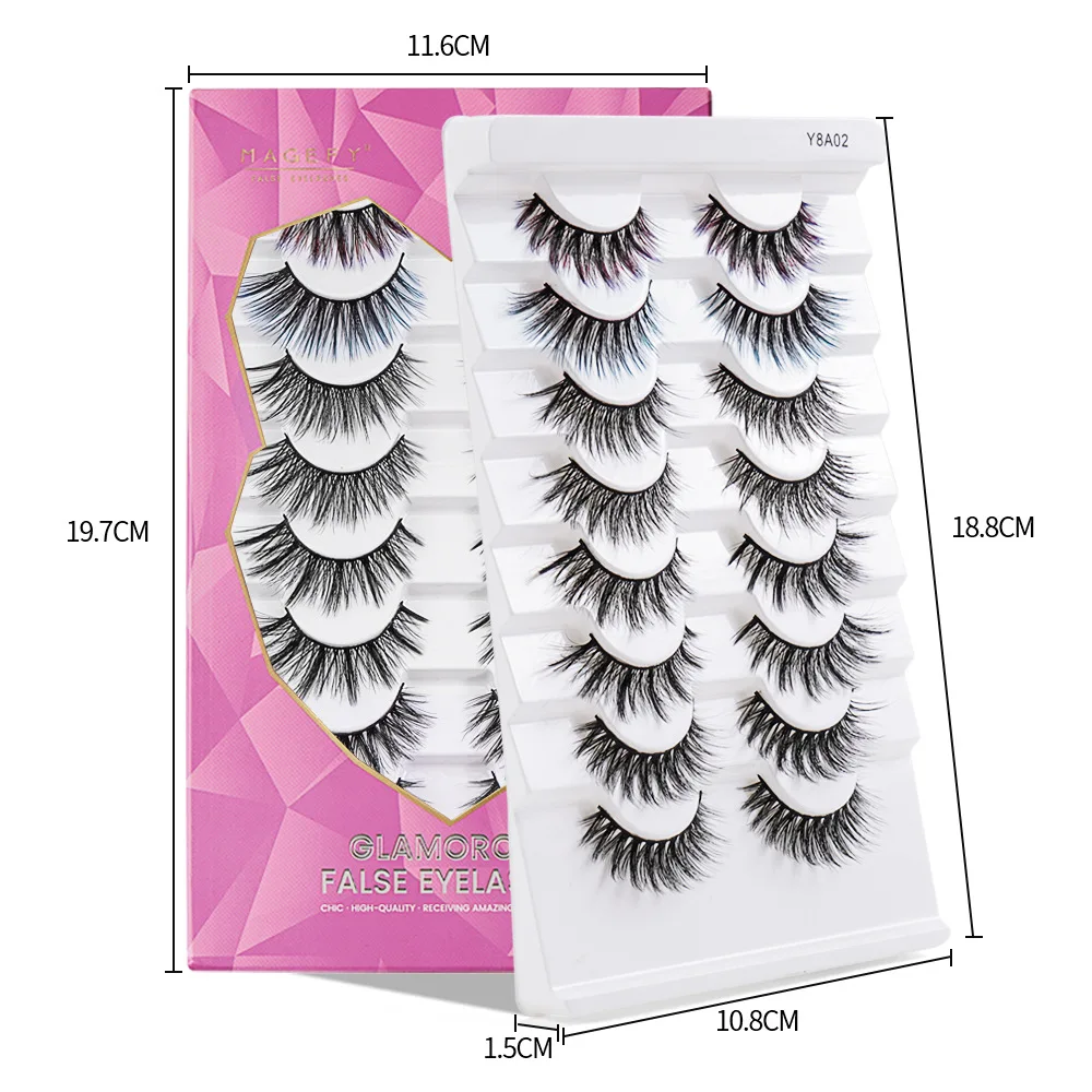 

Magefy8 Pairs of Colored Assortment Pack Eyelash Natural Thick Curling False Eyelashes Faux Cils Makeup Fake Eyelash Extension