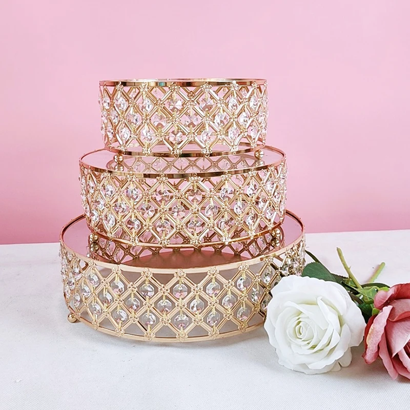 

1pcs-3pcs gold crystal cake stand 8" 10" 12" cupcake plate