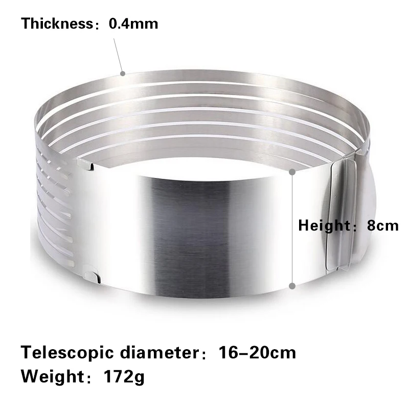 

1 Pcs Adjustable Stainless Steel Cake Cutter Slicer Cake Ring Mold Round Mousse Ring Cutting Tool Kitchen Accessori Baking Tools